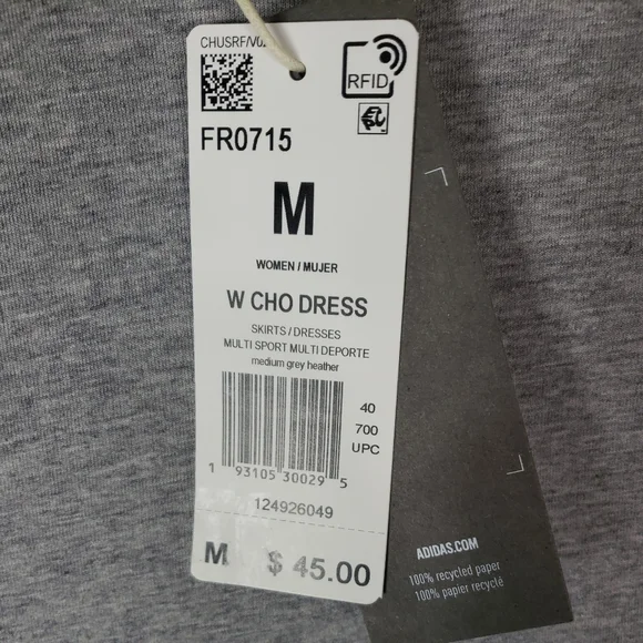 adidas Multi Sport Sleeveless Tank Cotton CHO Dress Grey - Picture 12 of 14